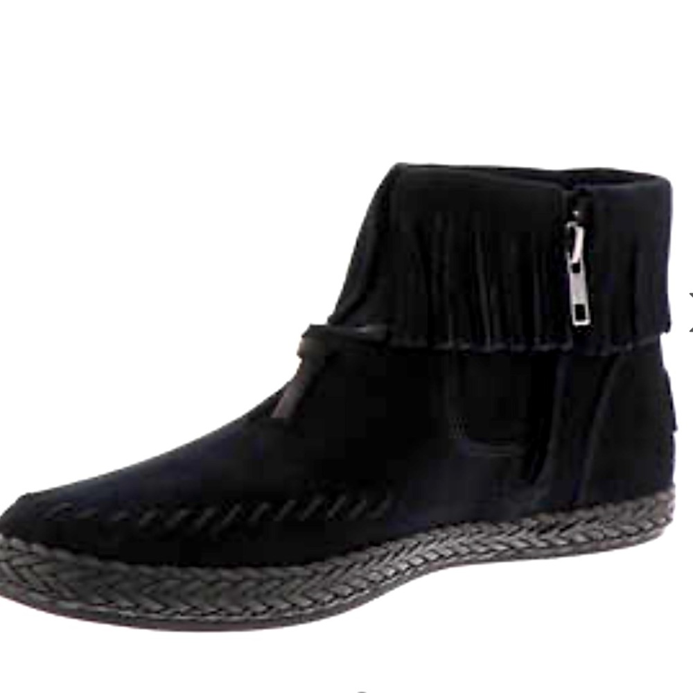 Ugg Kennadi Black Fringe Ankle Boots Sz 9.5 NWT